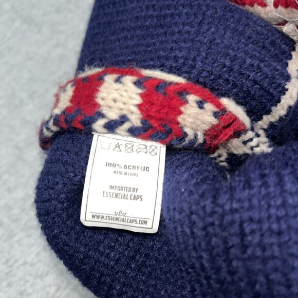 Red White Blue Patriotic Beanie USA American Flag Winter Hat Embroidered Stars - Picture 3 of 4